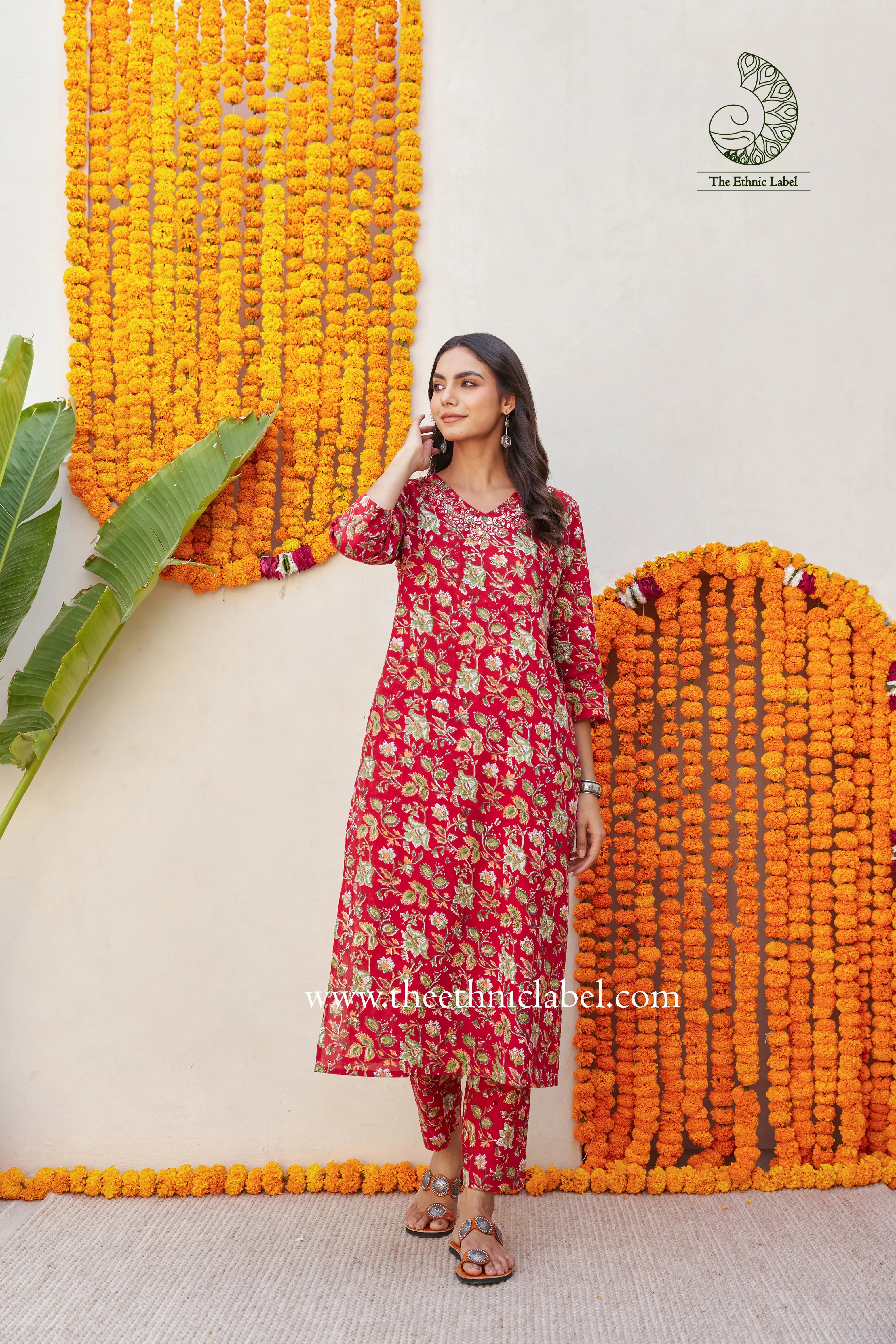 "Rachna" Hand Embroidered Block Printed Cotton kurta