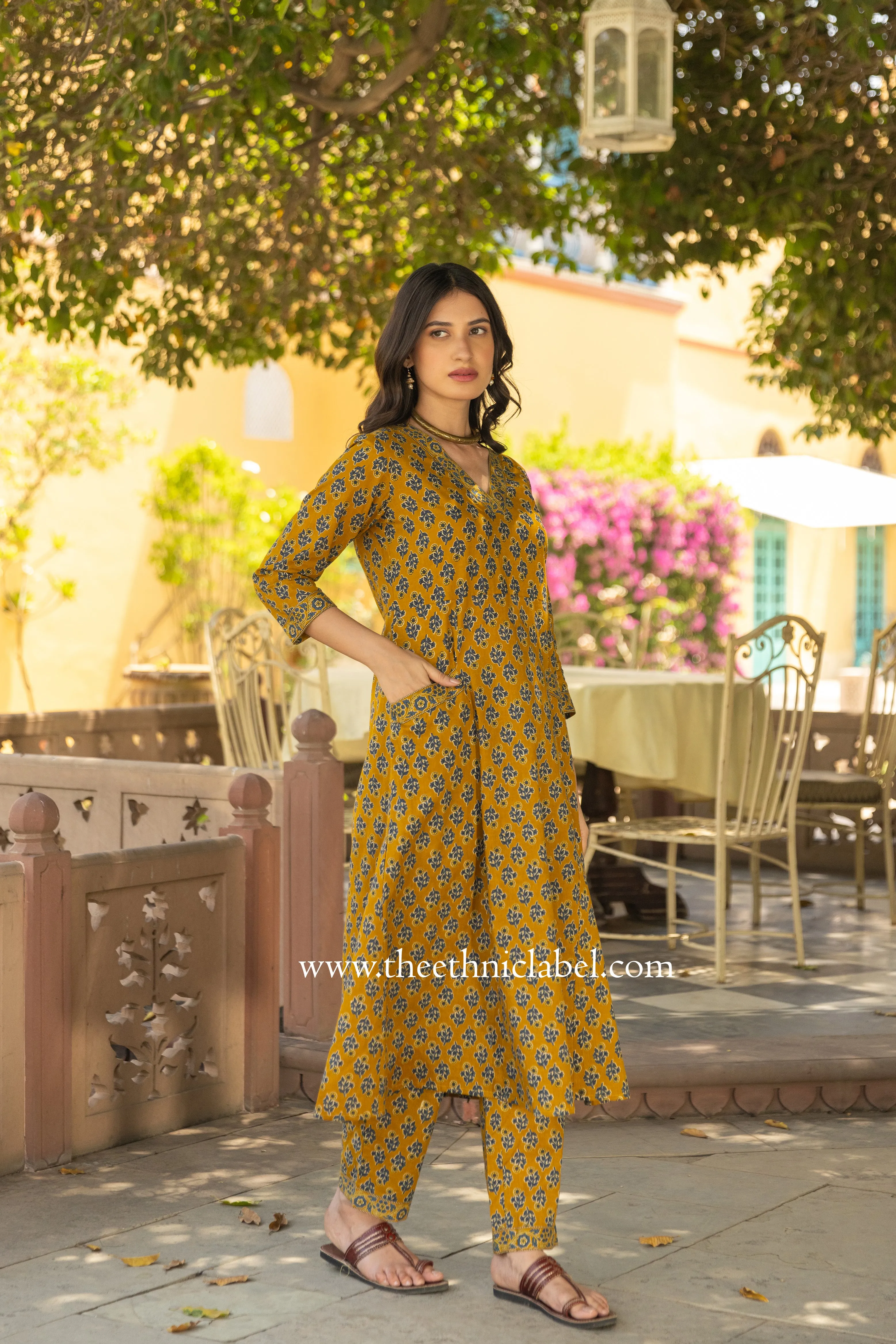 "Tatva" A line Hand Block Printed Cotton Co-ord set (2 pc)