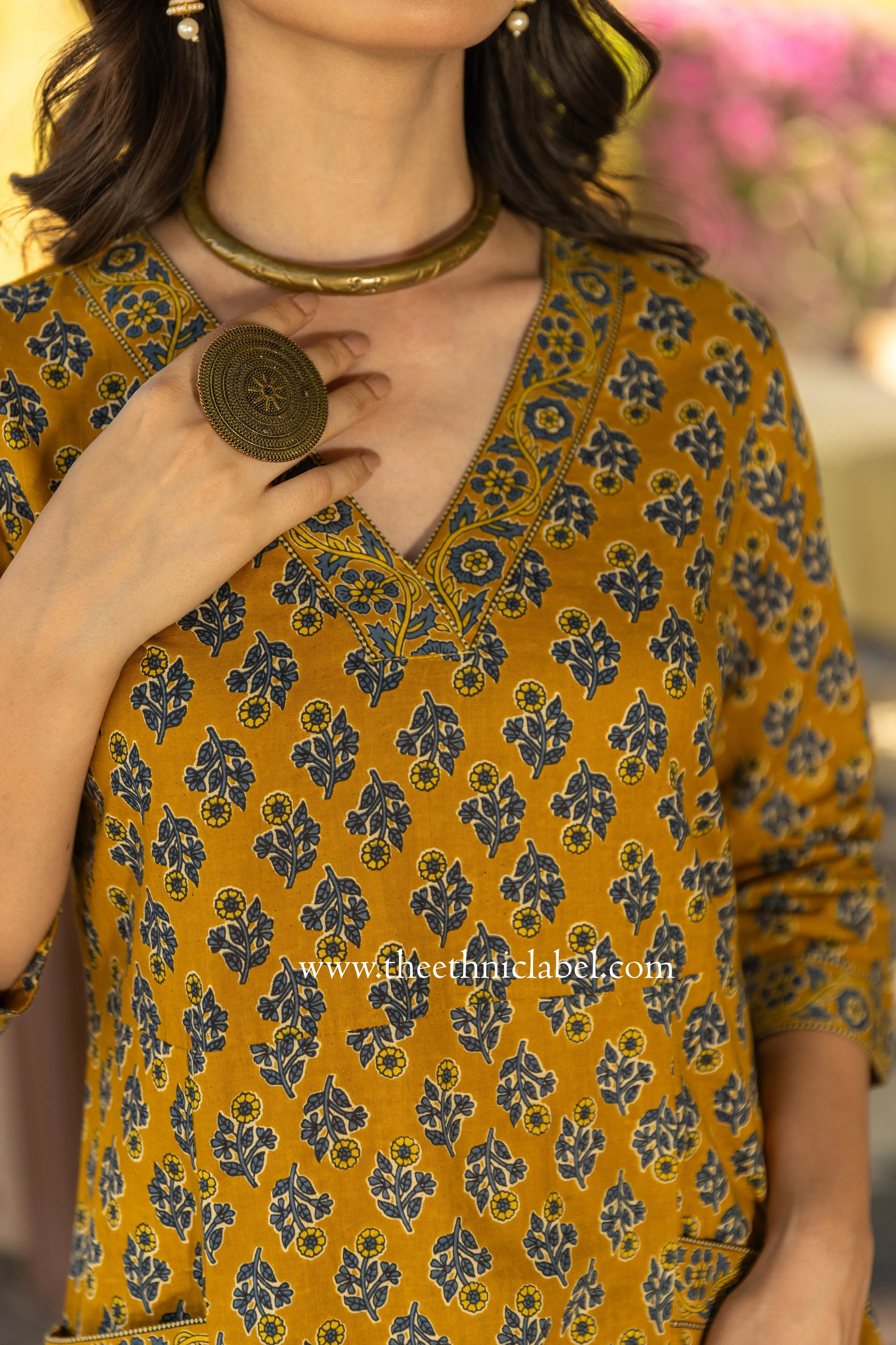"Tatva" A line Hand Block Printed Cotton Co-ord set (2 pc)