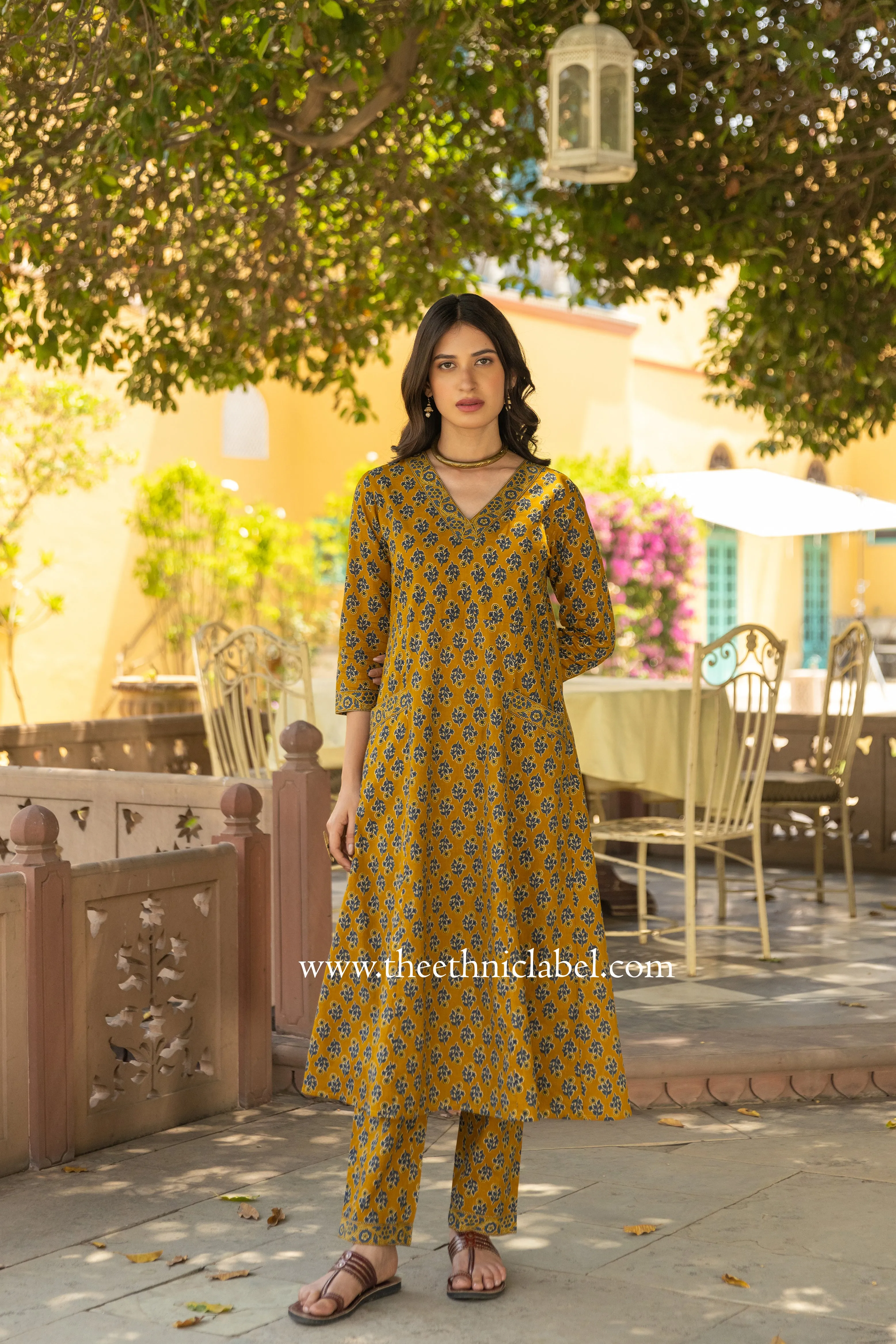 "Tatva" A line Hand Block Printed Cotton Co-ord set (2 pc)