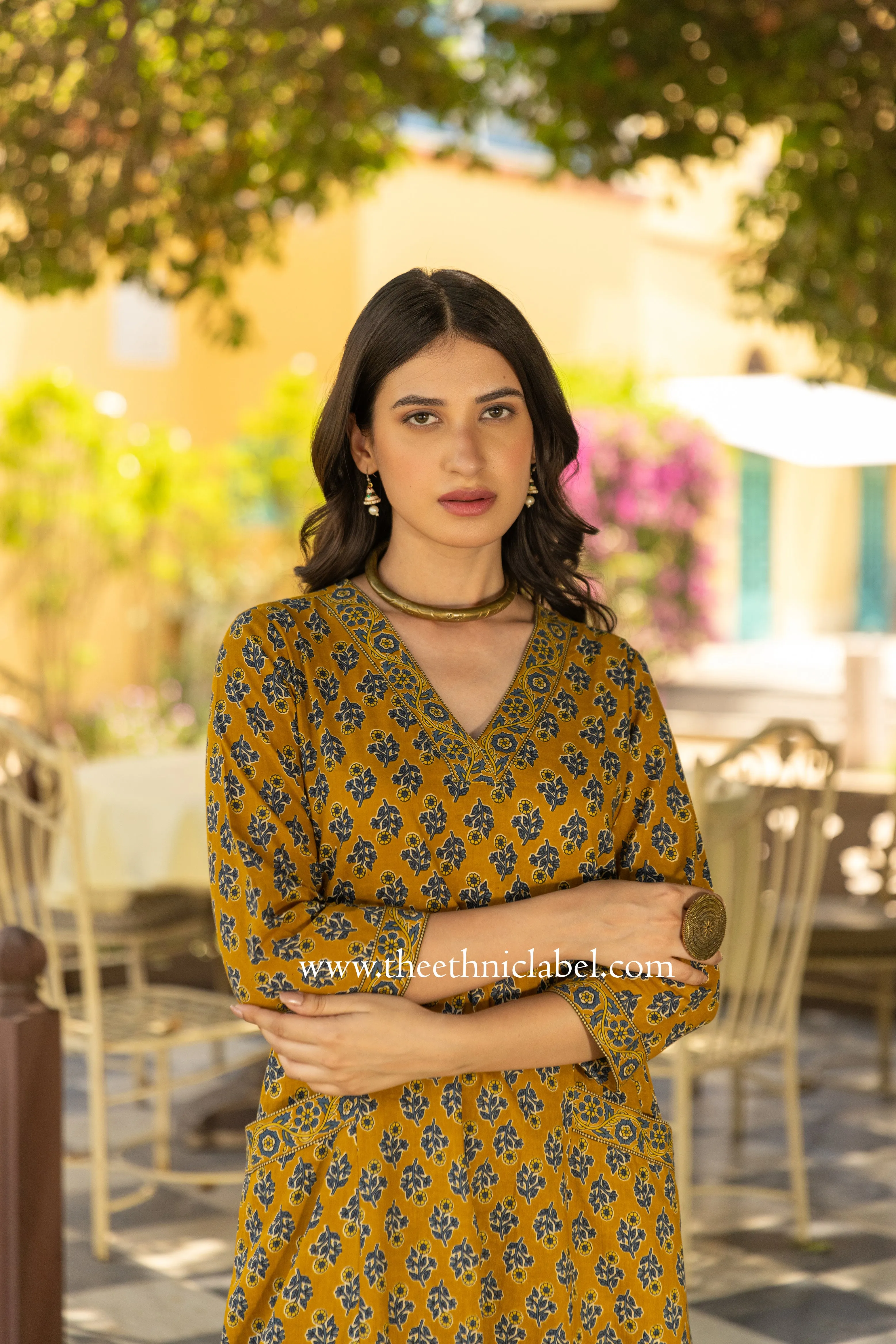 "Tatva" A line Hand Block Printed Cotton Co-ord set (2 pc)