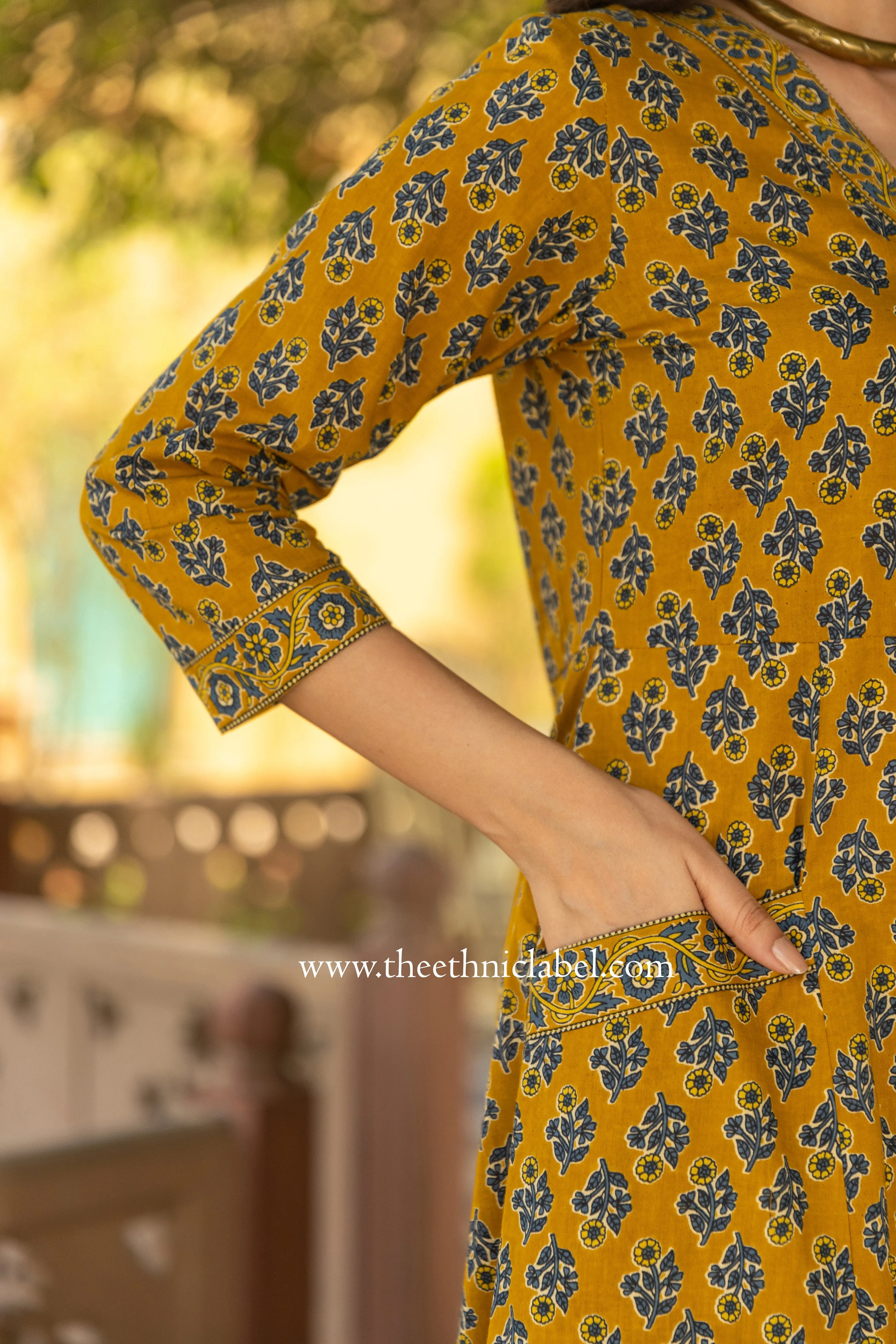 "Tatva" A line Hand Block Printed Cotton Co-ord set (2 pc)