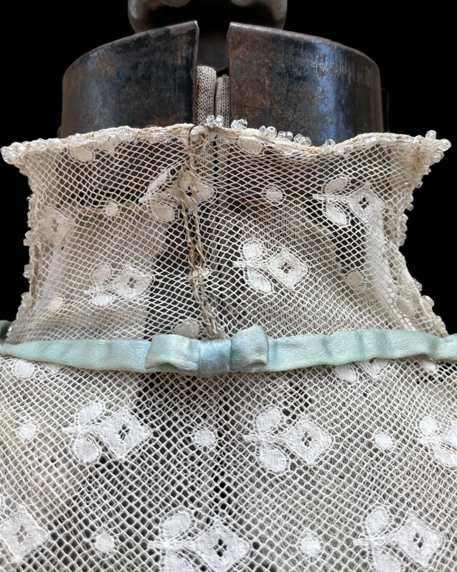 Rare Edwardian Densely Embroidered Silk/Linen Wedding Gown