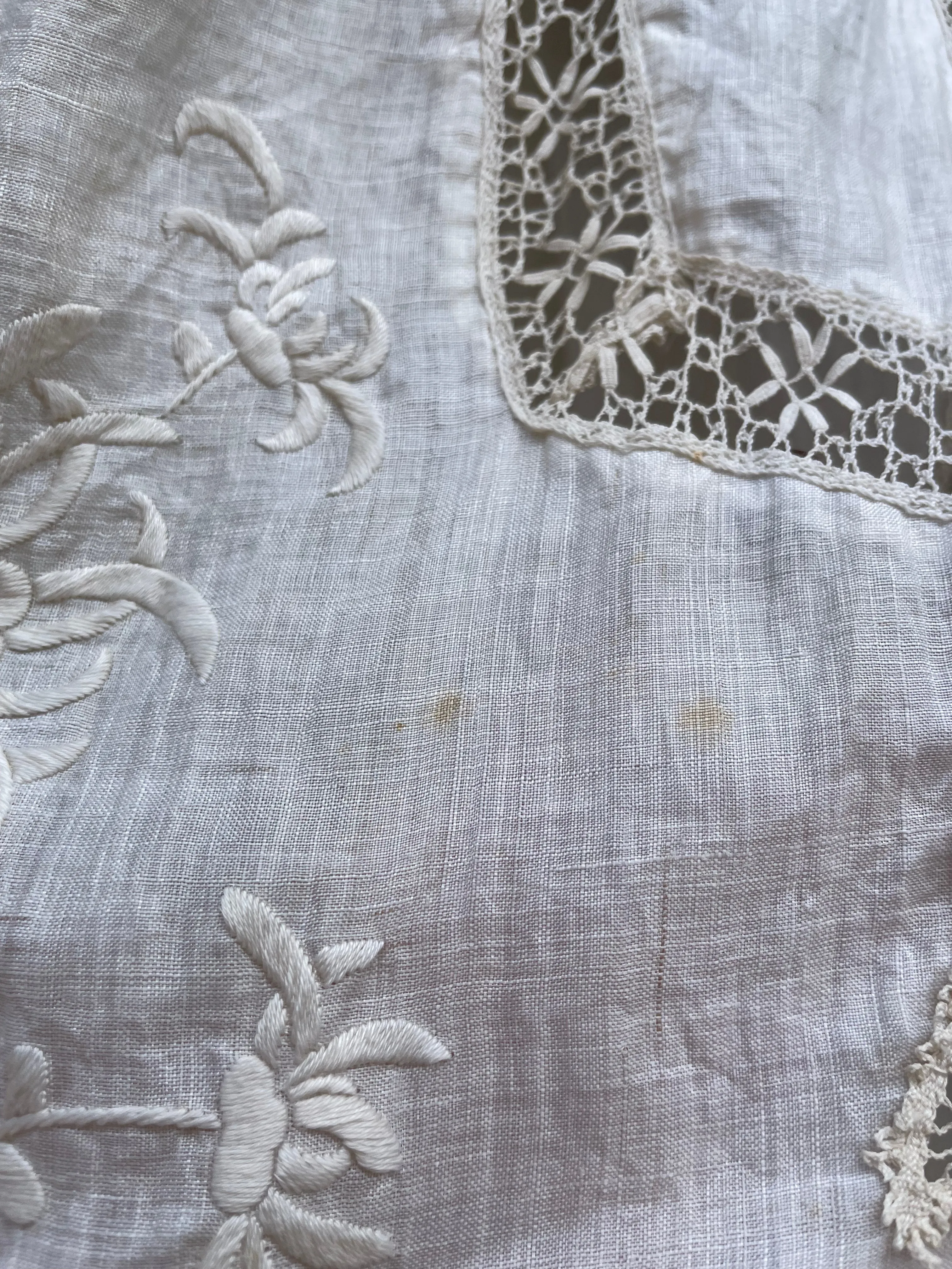 Rare Edwardian Densely Embroidered Silk/Linen Wedding Gown