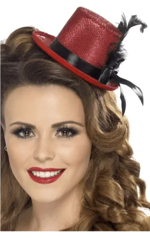 Red Mini Hat with Feather