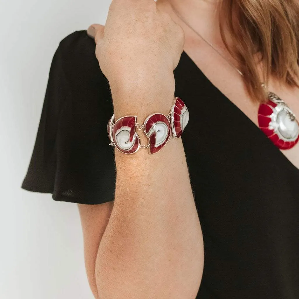 Red Nautilus 5-Shell Bracelet