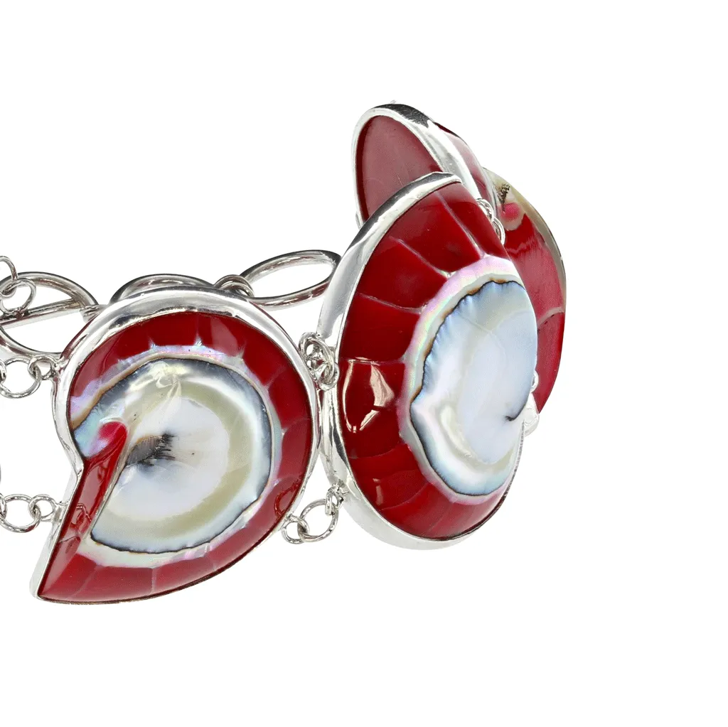 Red Nautilus 5-Shell Bracelet