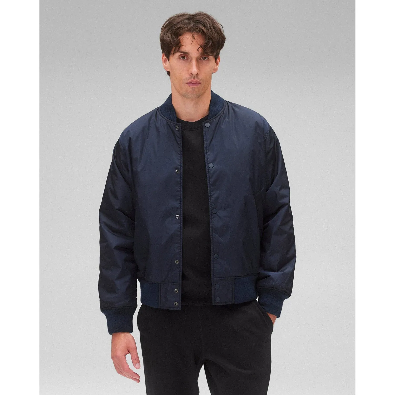 Reigning Champ Men Econyl Satin Nylon Stadium Jacket Navy RC-4288-NVY