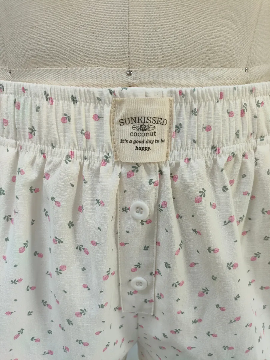 Roses Boxer Sunkissed Coconut Shorts: Pink Roses