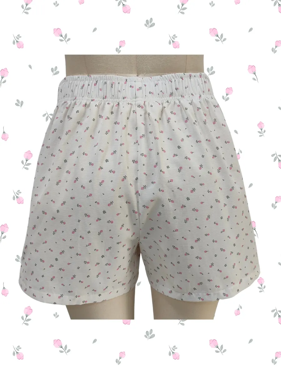 Roses Boxer Sunkissed Coconut Shorts: Pink Roses
