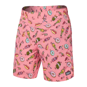 Saxx Mens Go Coastal Classic Volley 7" Swim Short - I'll Try anything - Flamingo