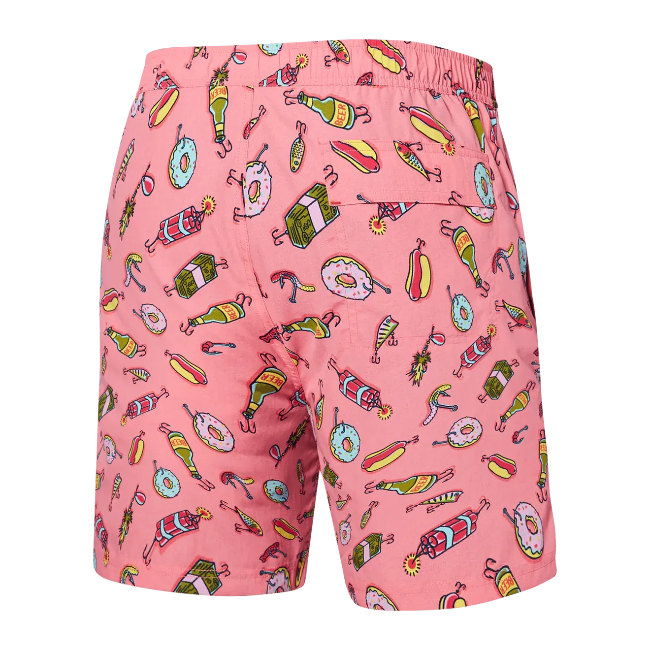 Saxx Mens Go Coastal Classic Volley 7" Swim Short - I'll Try anything - Flamingo