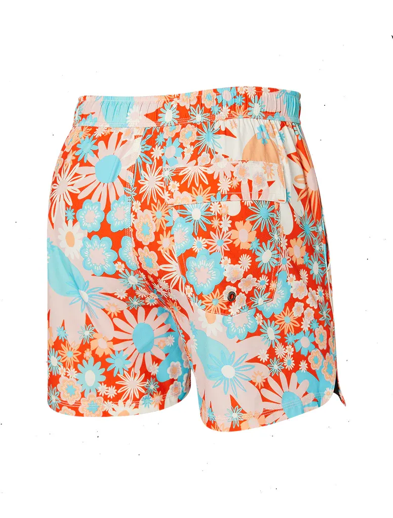 Saxx Mens Oh Buoy Stretch Volley 5" Swim Short - Power Flowers