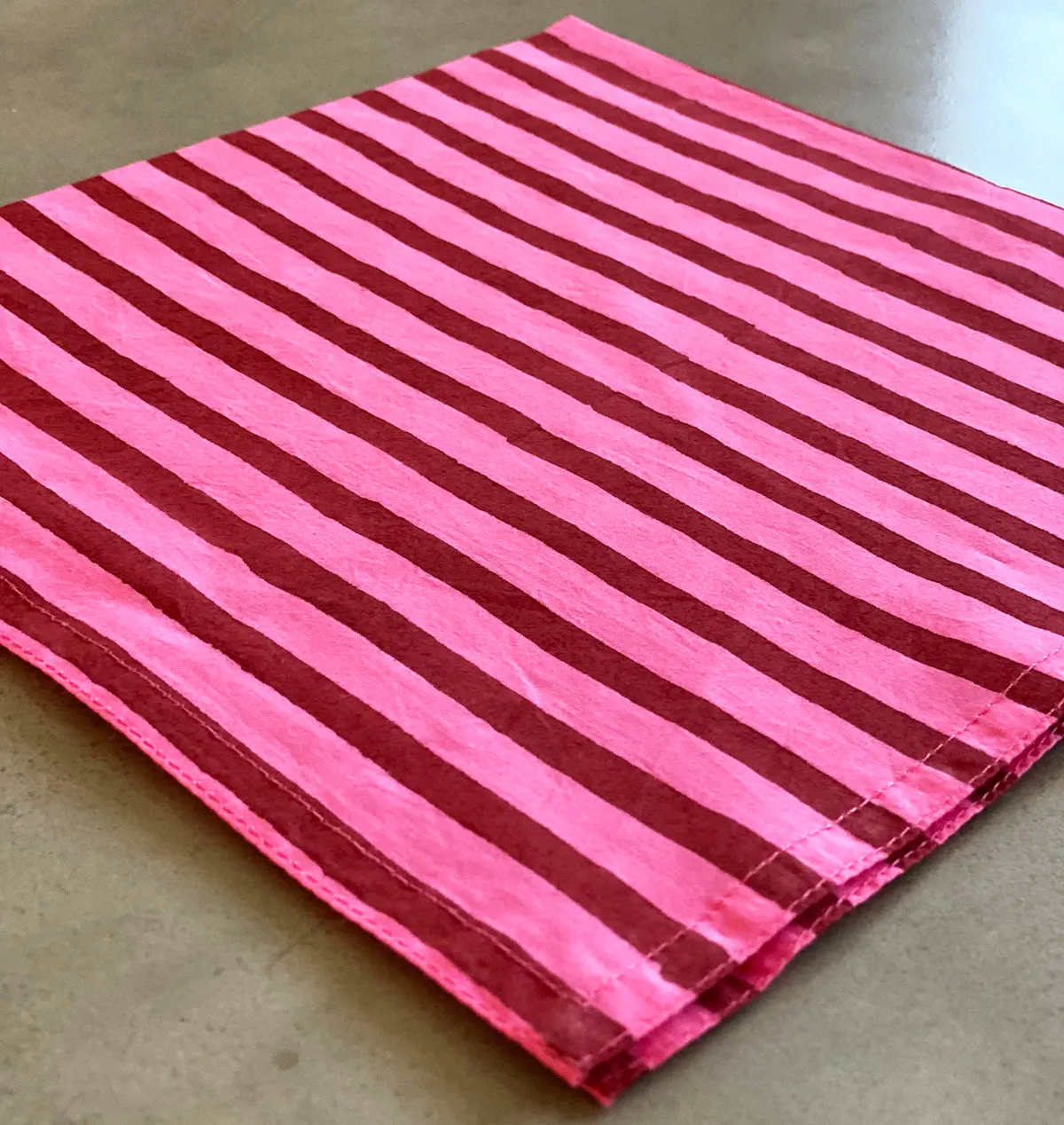 Set of 4 Cotton Napkins | Berry Stripe
