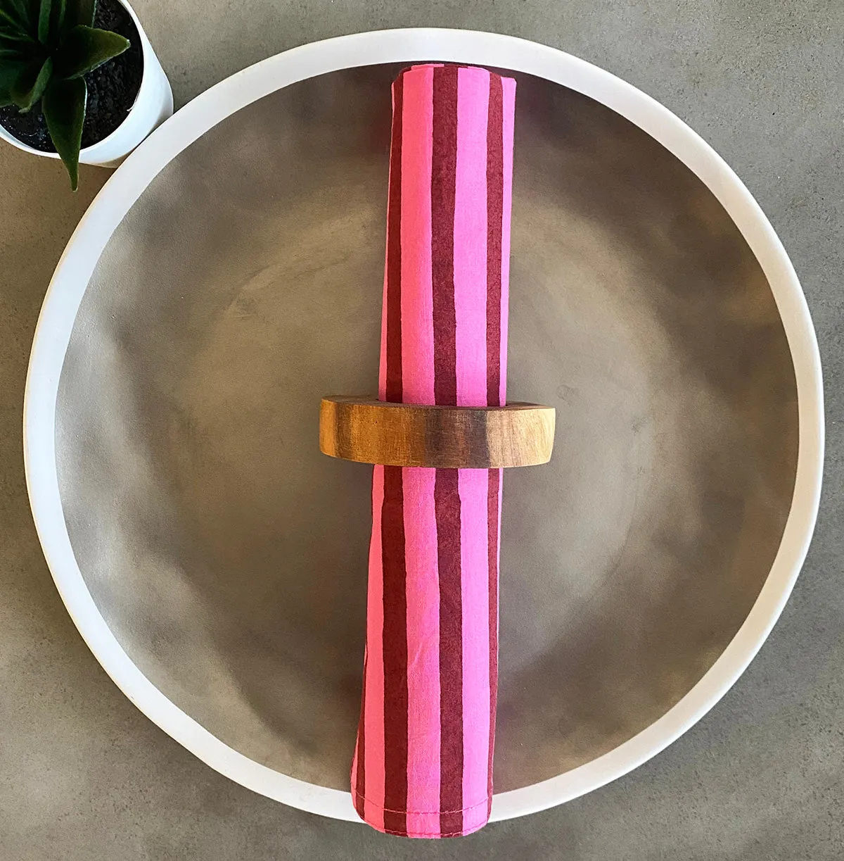 Set of 4 Cotton Napkins | Berry Stripe