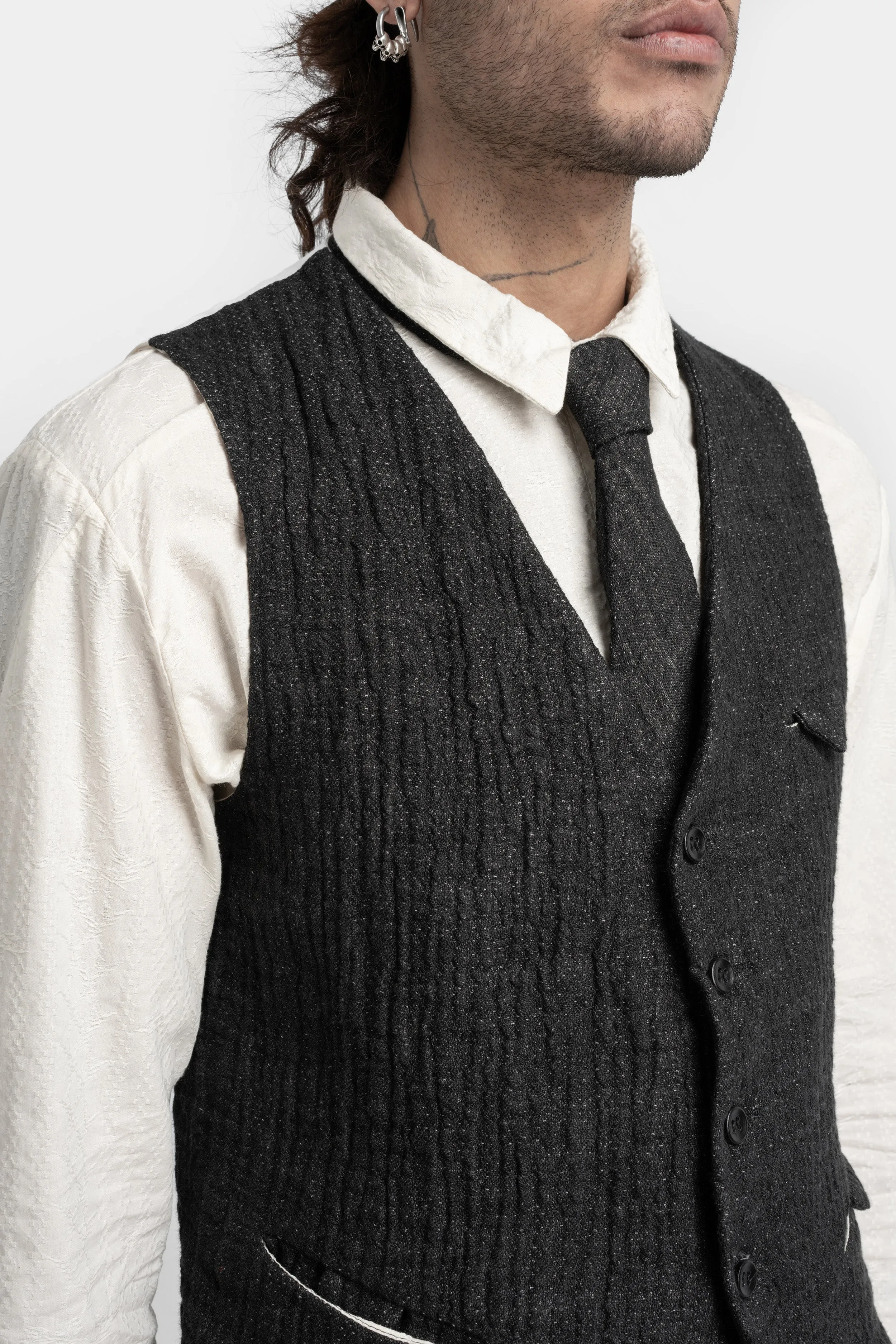 Single-breasted linen blend vest