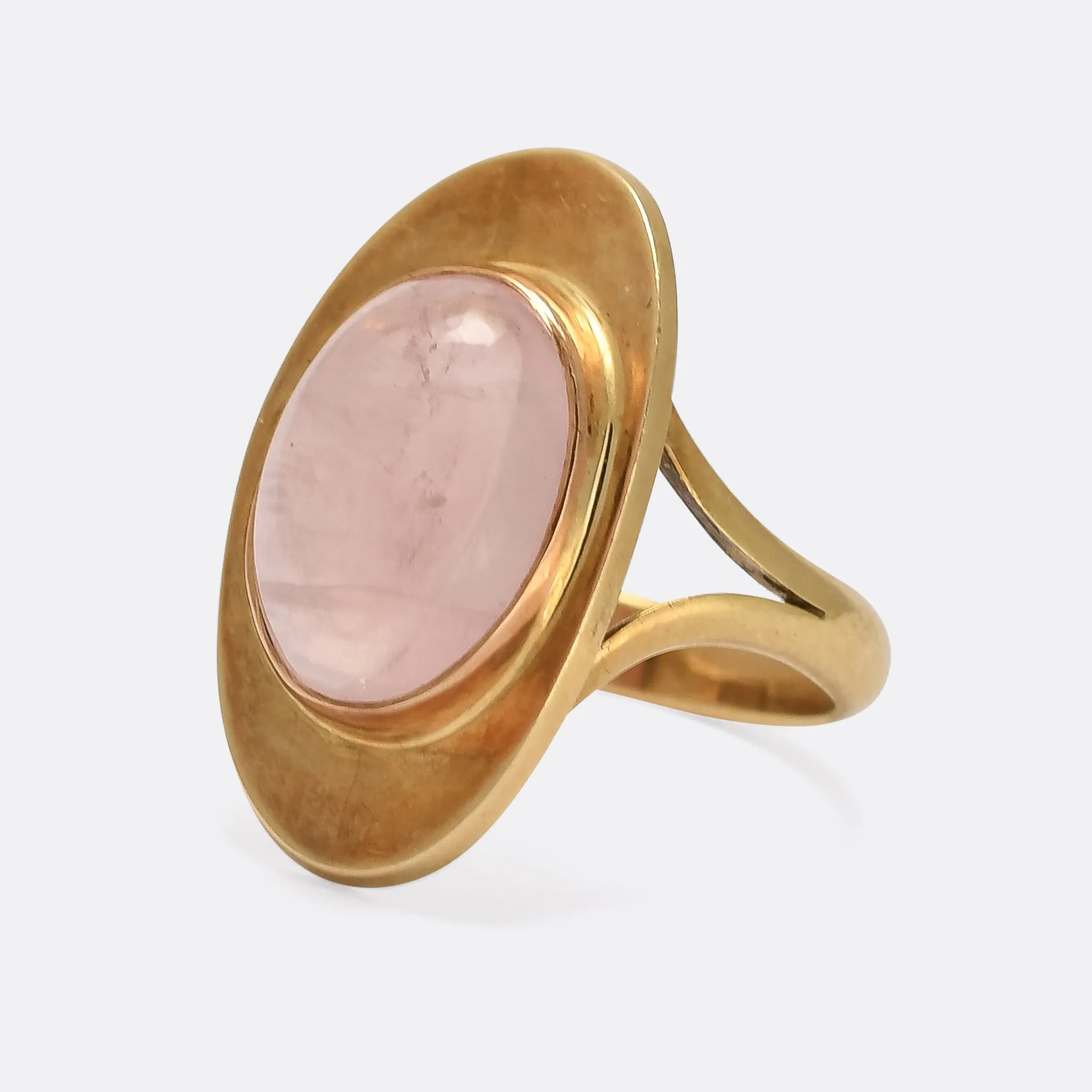 Space Age Rose Quartz Dish Ring
