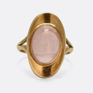 Space Age Rose Quartz Dish Ring