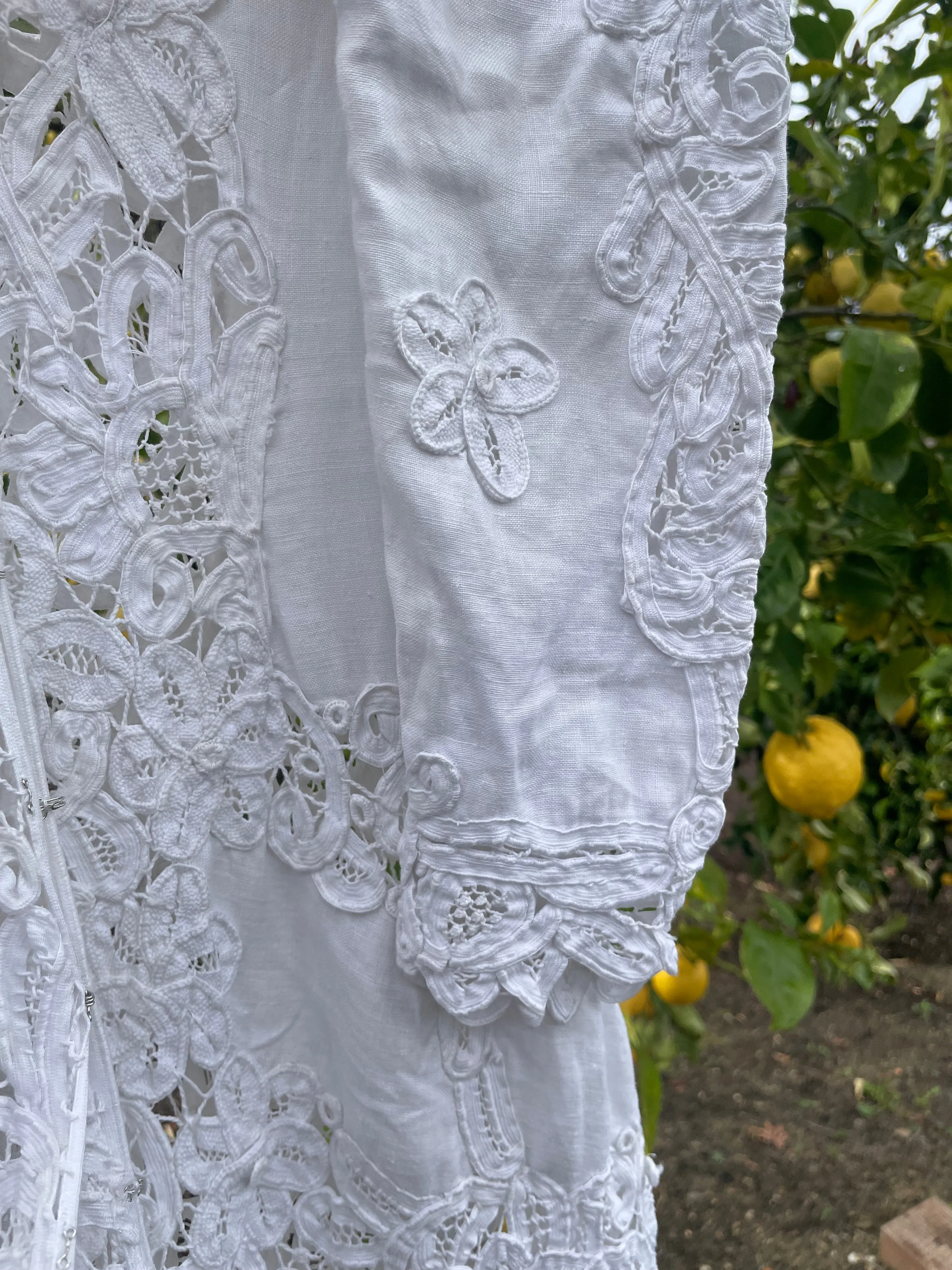 Special Turn Of The Century Hand Sewn Tape Lace & Linen Wedding Gown