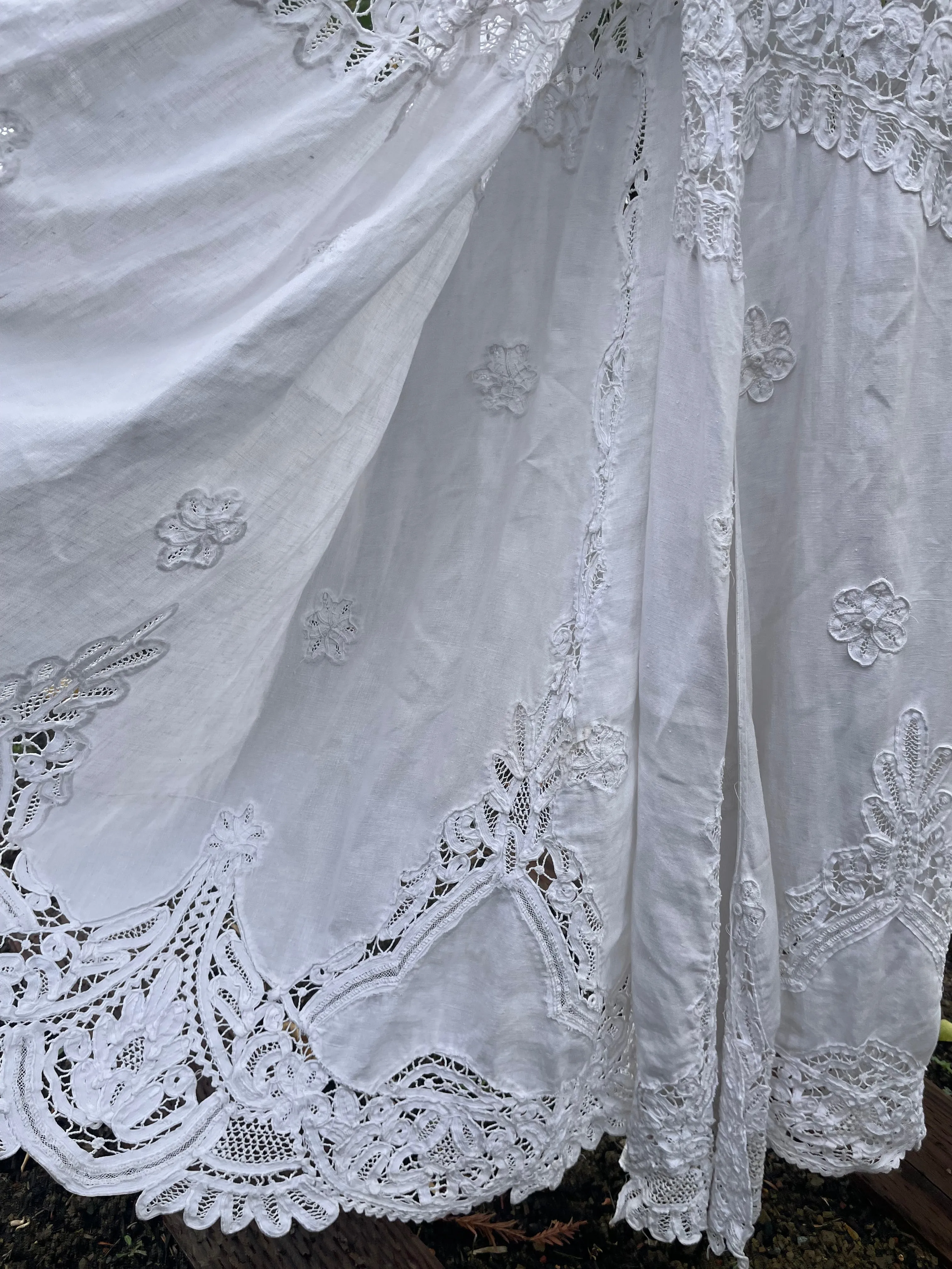 Special Turn Of The Century Hand Sewn Tape Lace & Linen Wedding Gown