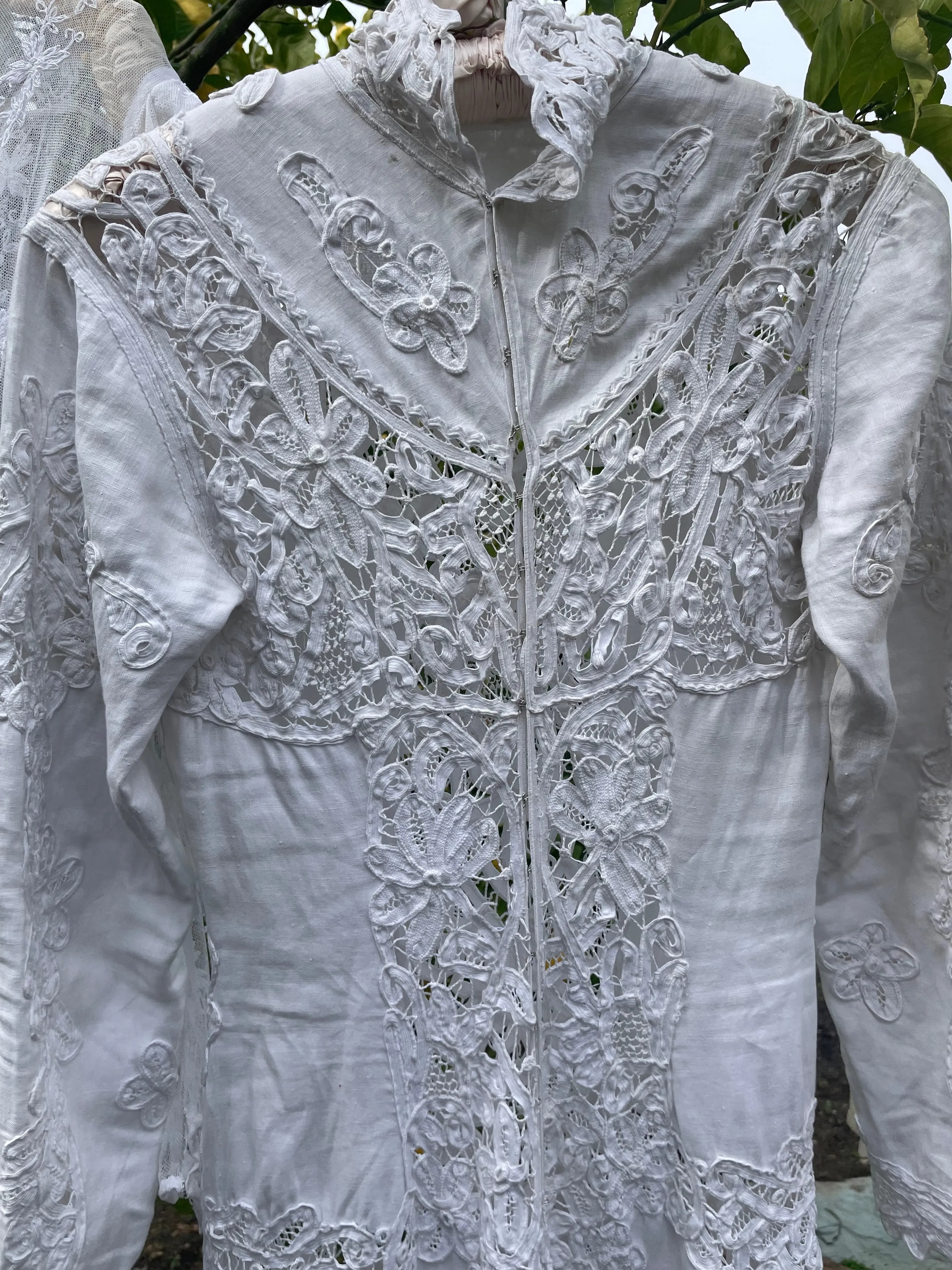 Special Turn Of The Century Hand Sewn Tape Lace & Linen Wedding Gown