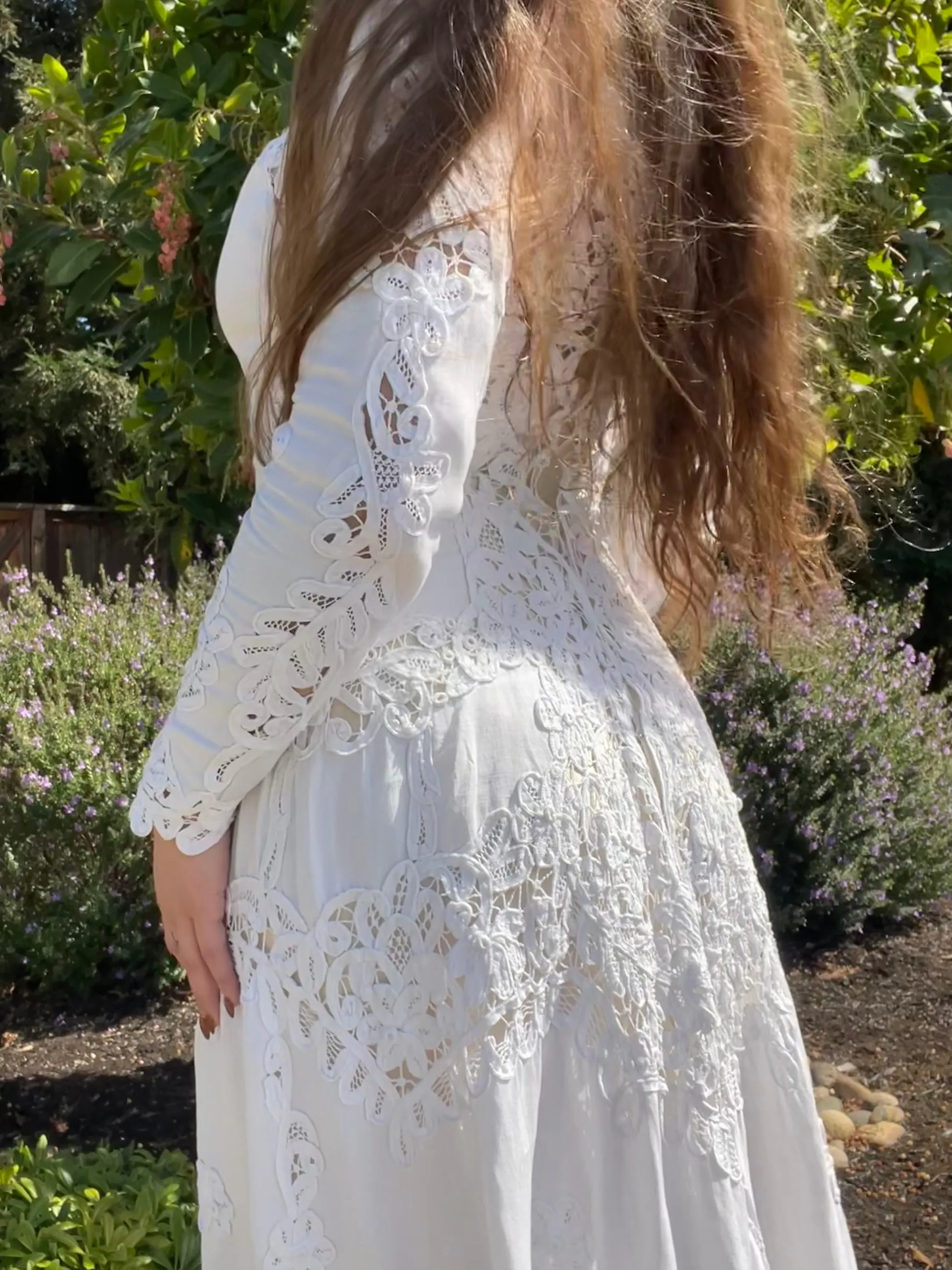 Special Turn Of The Century Hand Sewn Tape Lace & Linen Wedding Gown