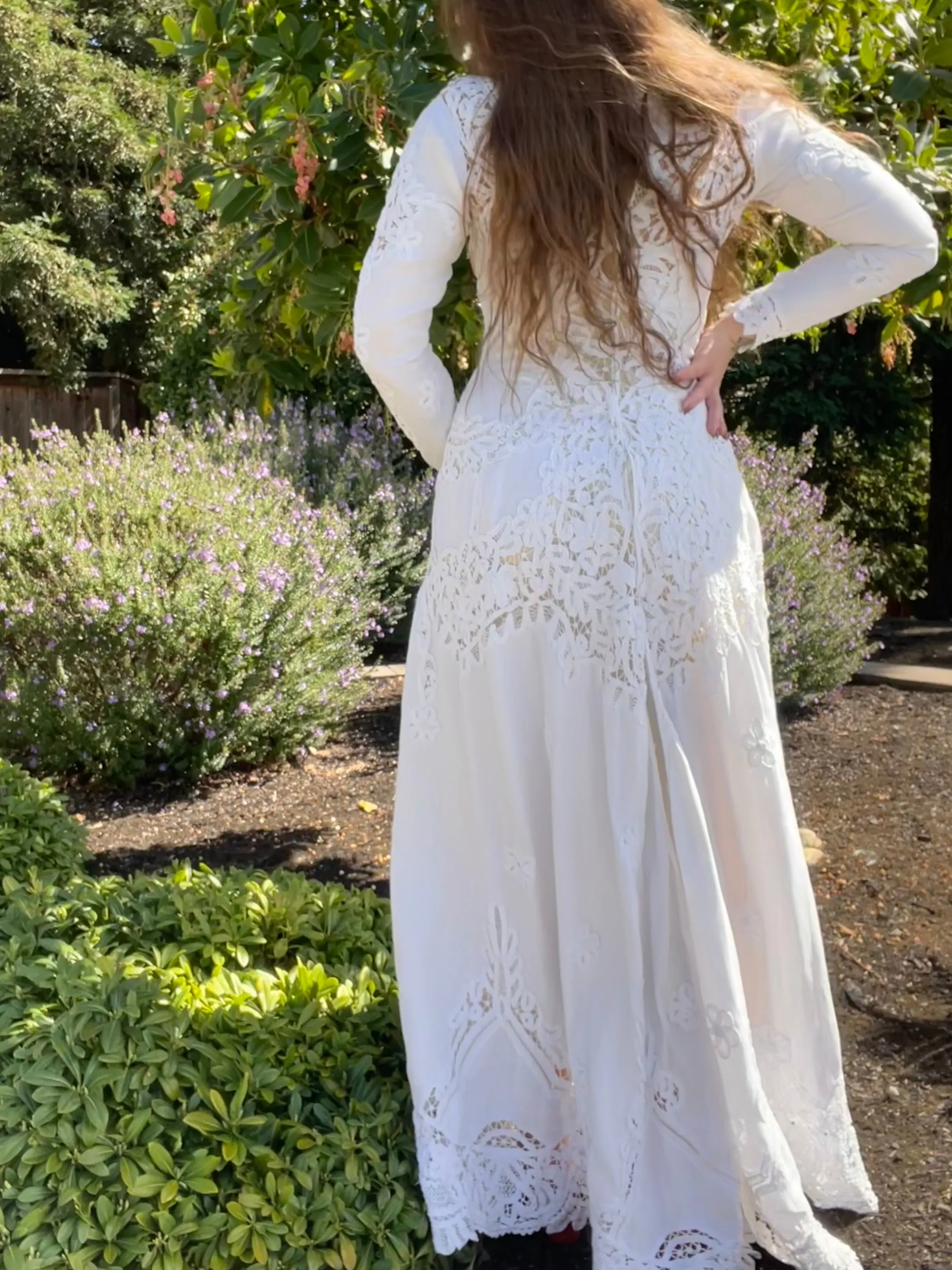 Special Turn Of The Century Hand Sewn Tape Lace & Linen Wedding Gown