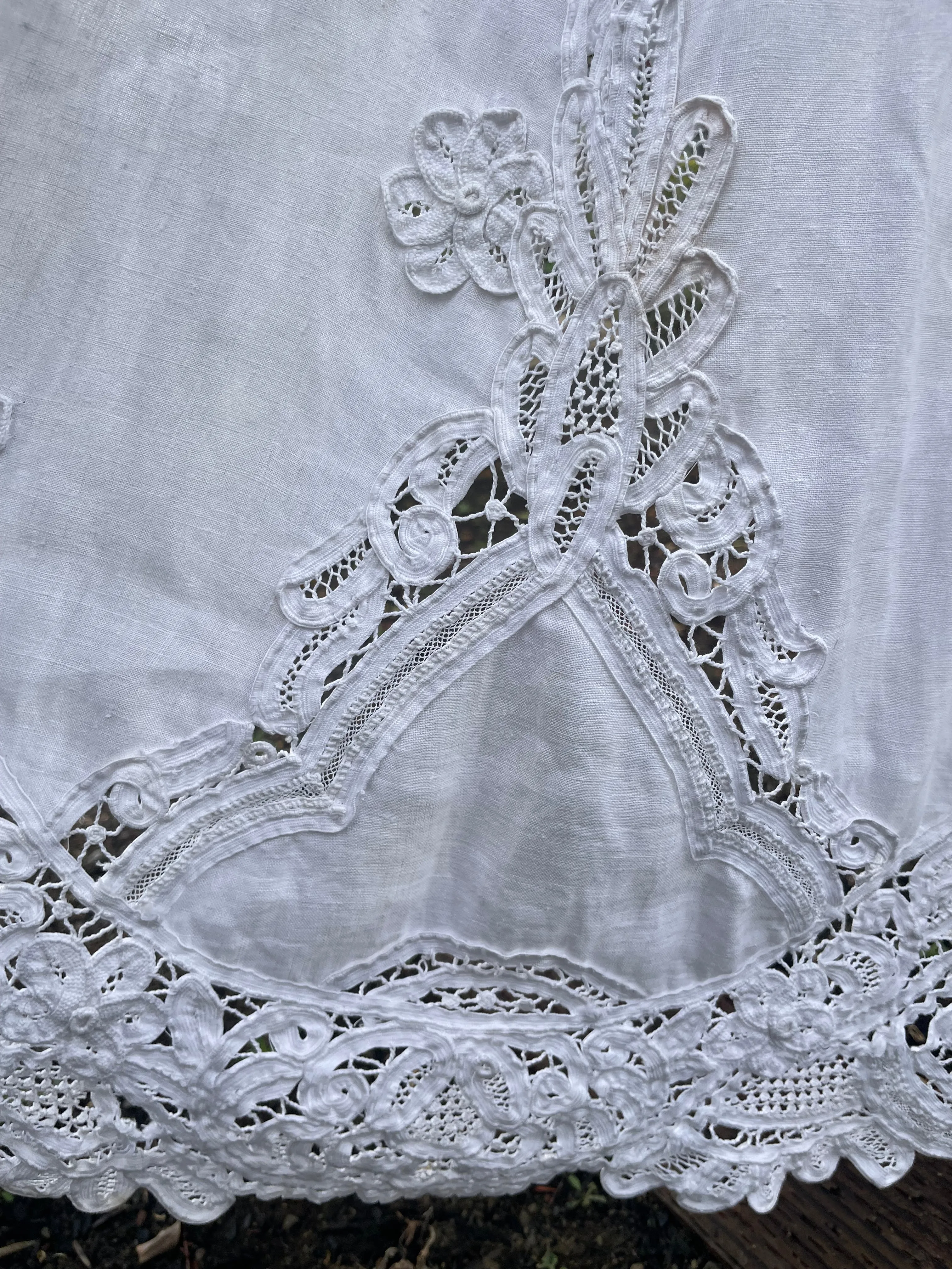 Special Turn Of The Century Hand Sewn Tape Lace & Linen Wedding Gown