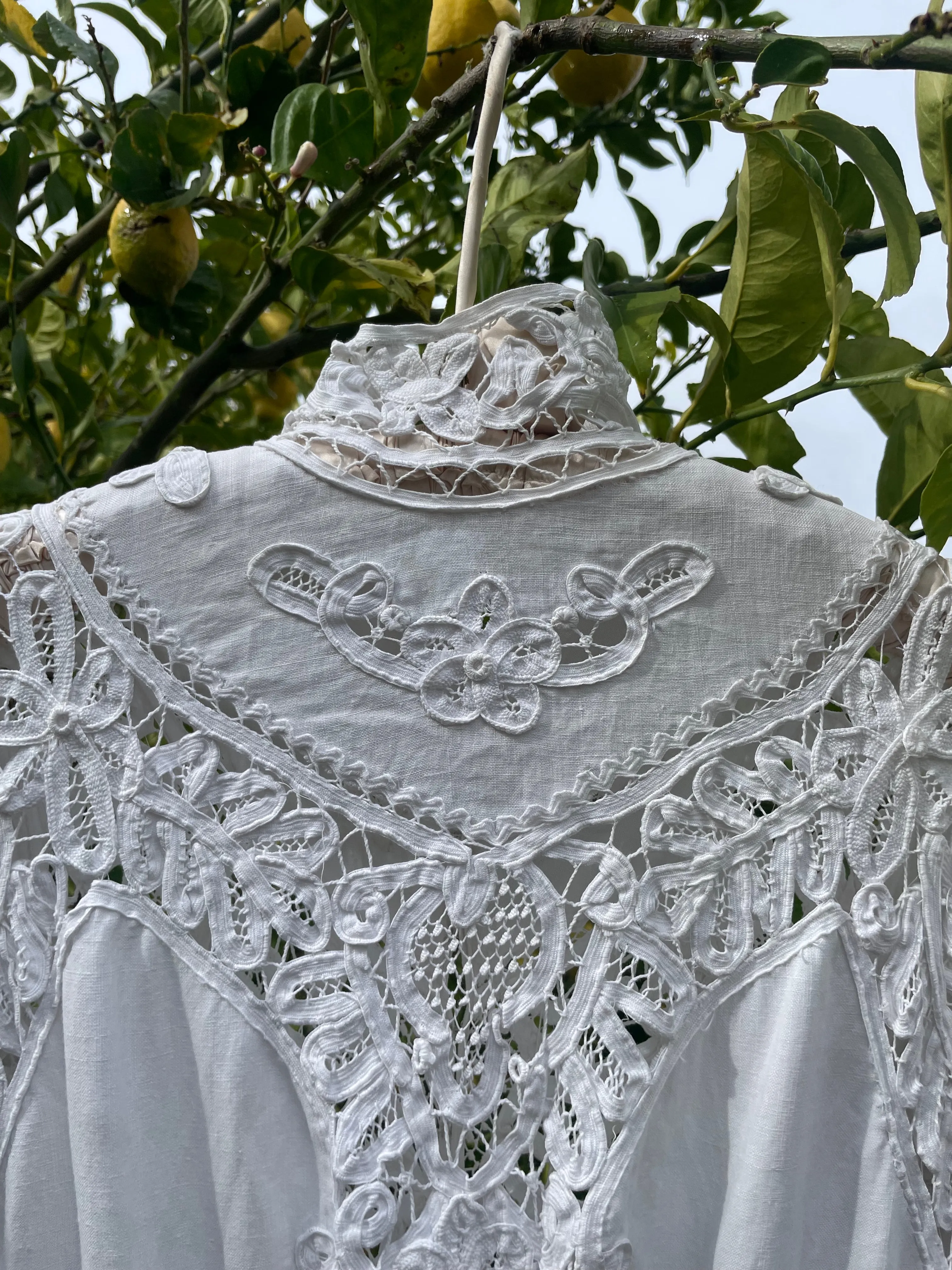 Special Turn Of The Century Hand Sewn Tape Lace & Linen Wedding Gown