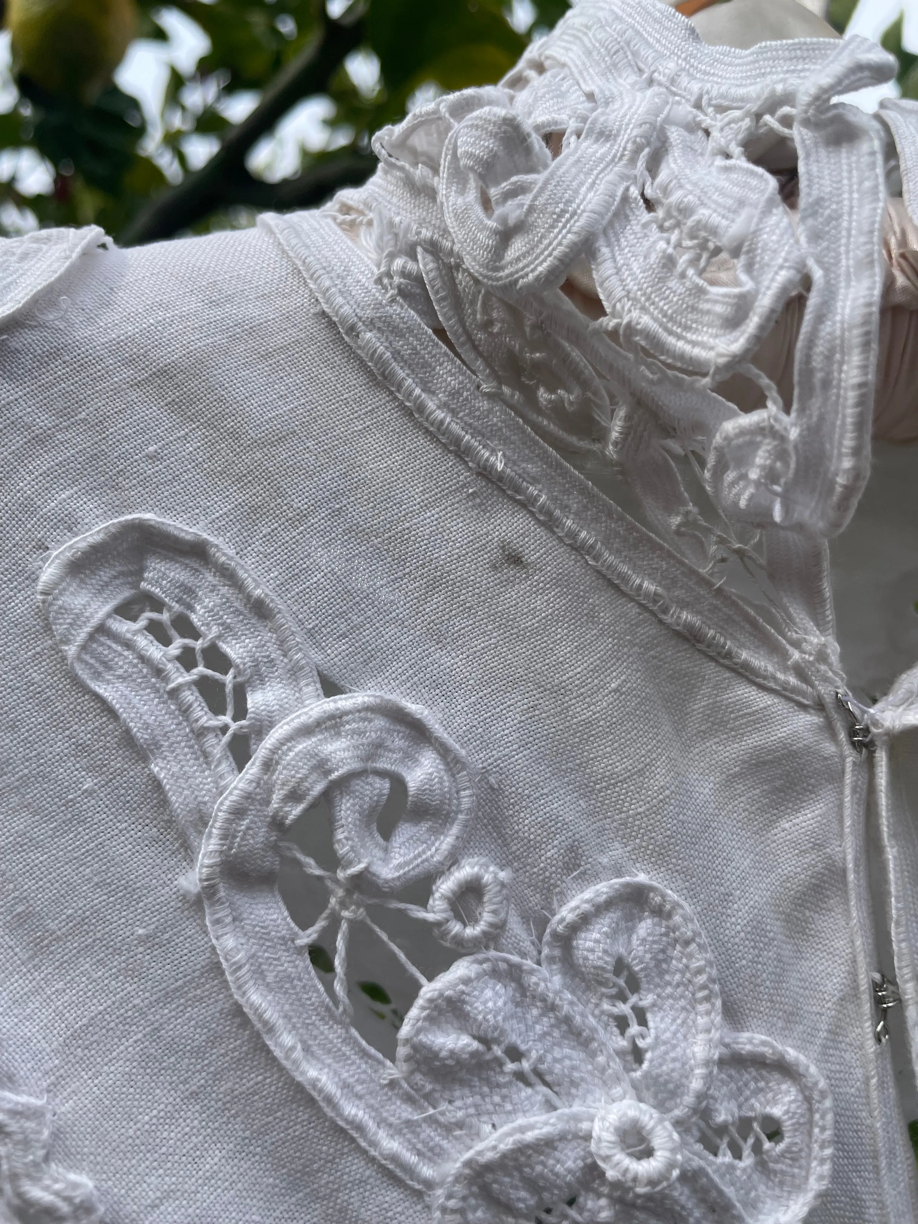 Special Turn Of The Century Hand Sewn Tape Lace & Linen Wedding Gown