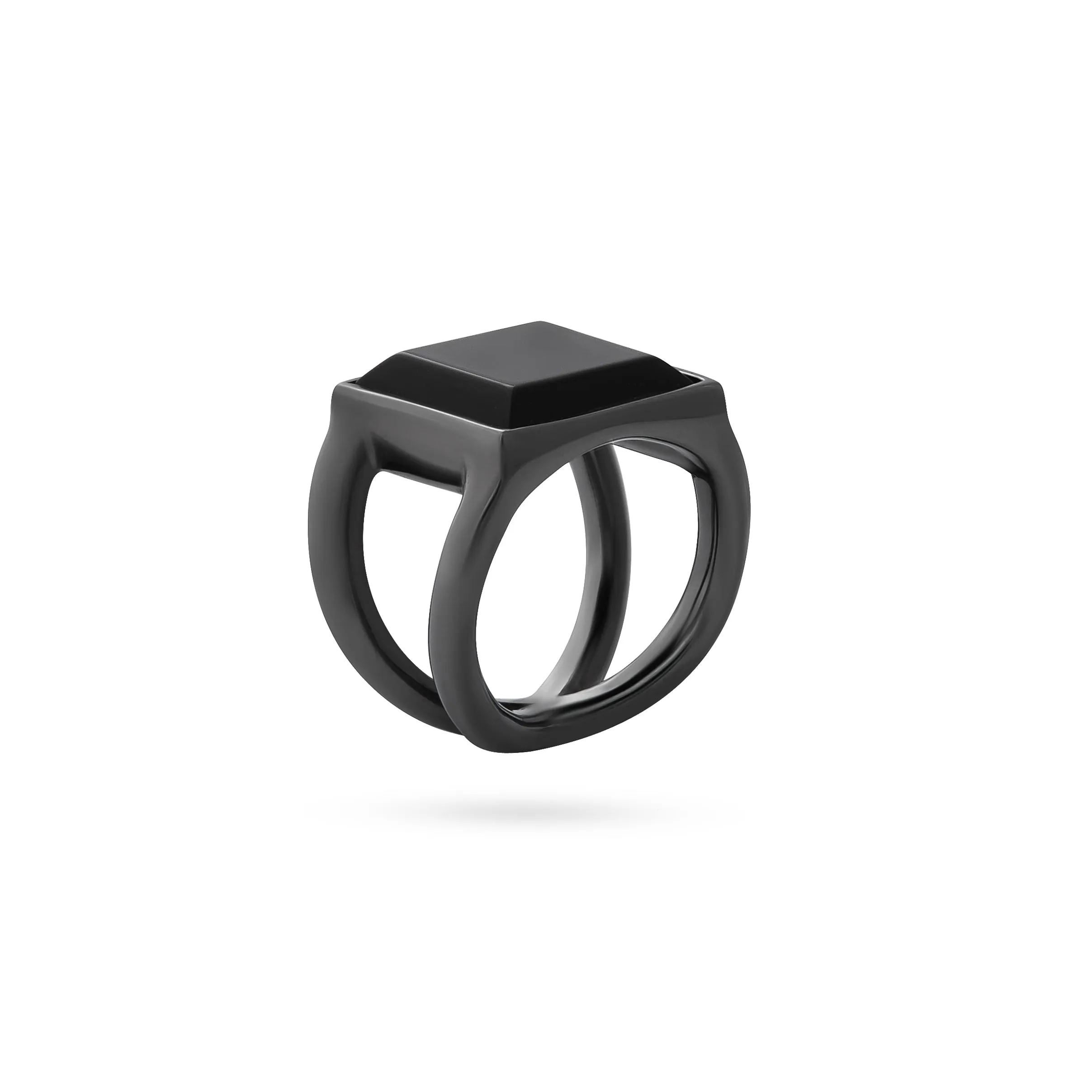 SQUARE VOYAGER RING rhodium plated