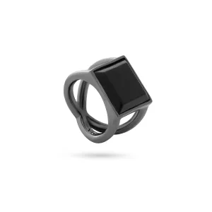 SQUARE VOYAGER RING rhodium plated