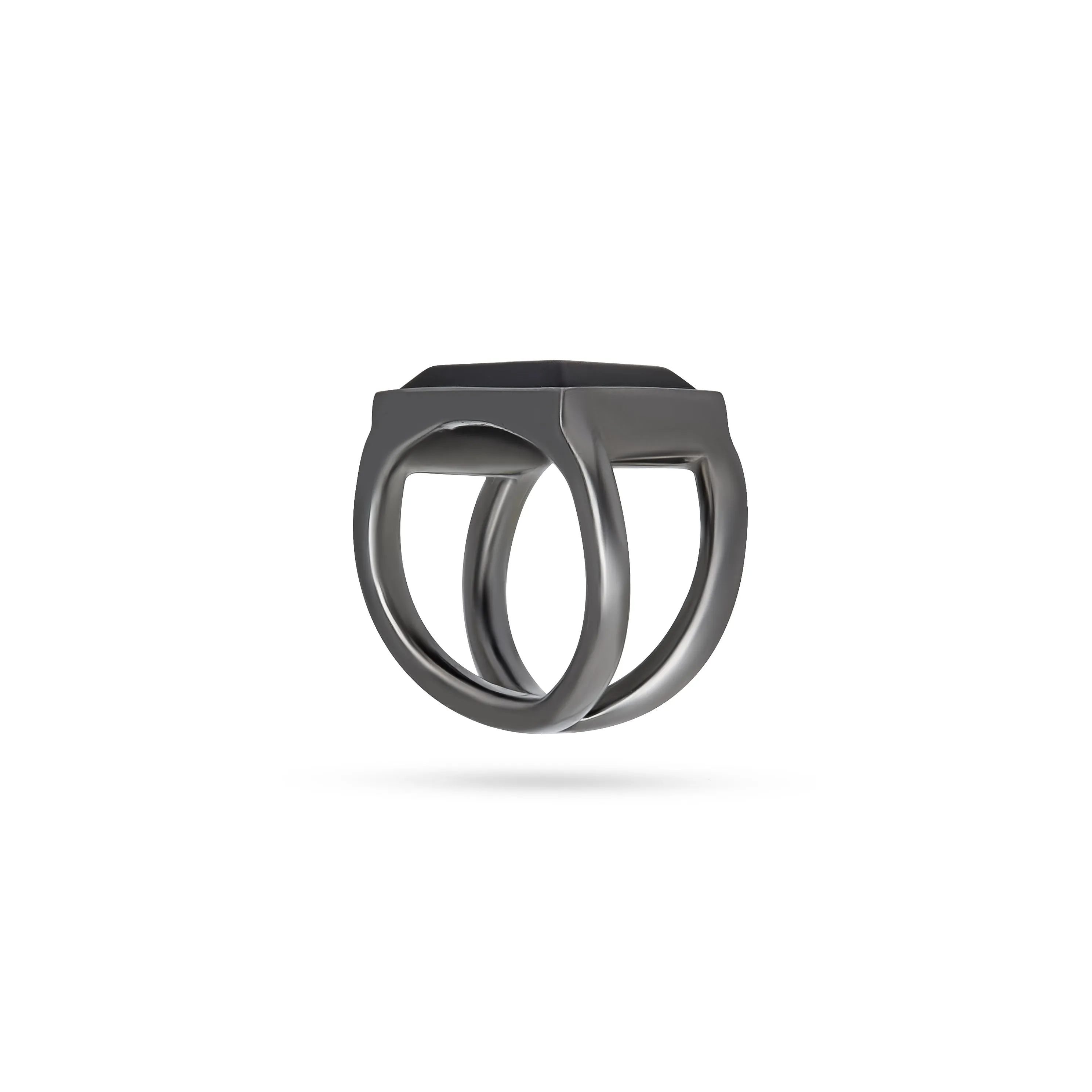 SQUARE VOYAGER RING rhodium plated