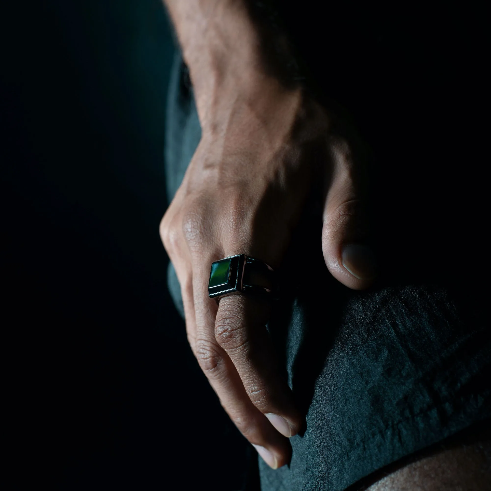 SQUARE VOYAGER RING rhodium plated