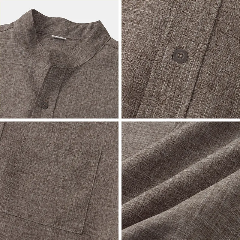 Stand Collar Solid Color Shirt