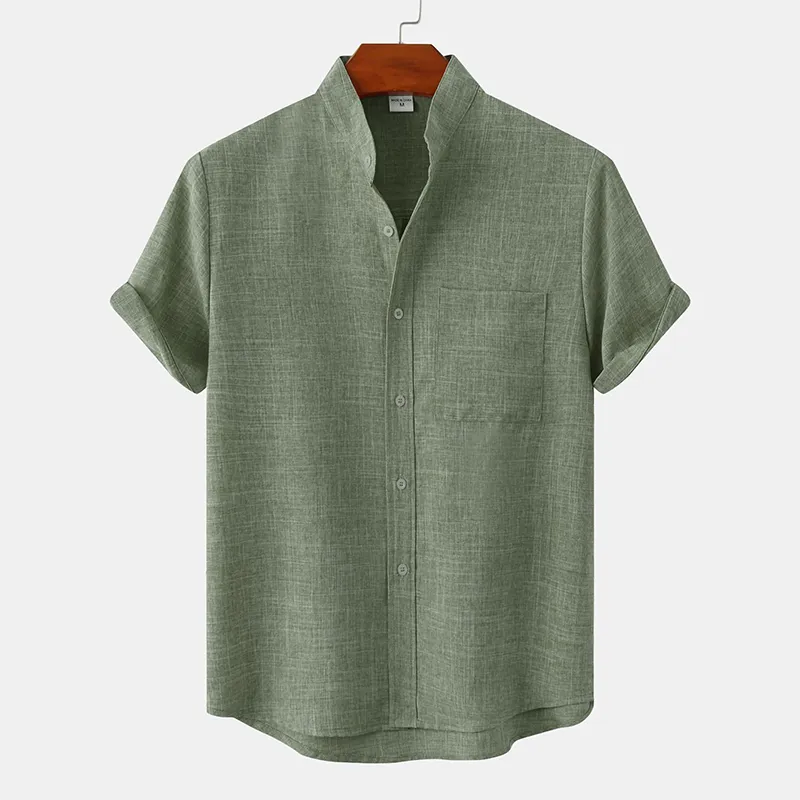 Stand Collar Solid Color Shirt