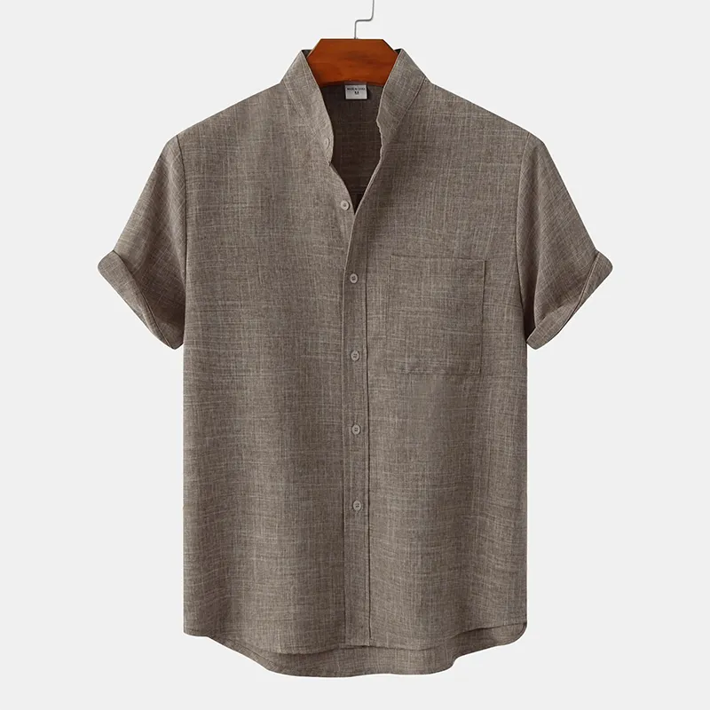 Stand Collar Solid Color Shirt