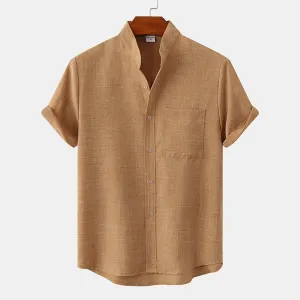 Stand Collar Solid Color Shirt