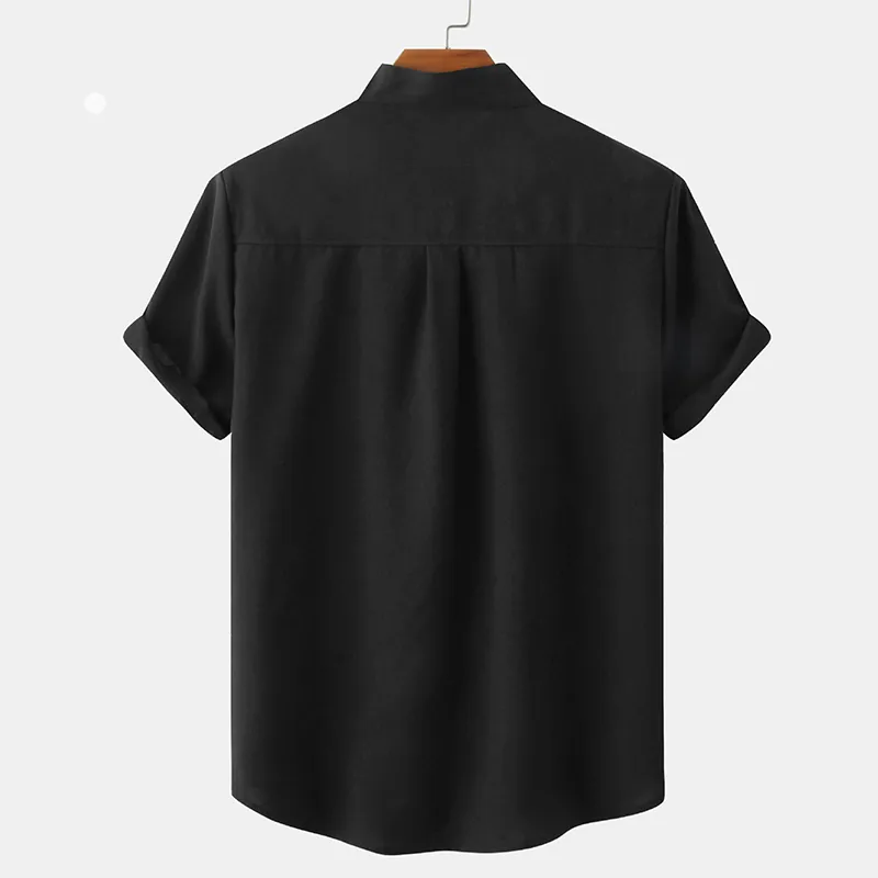 Stand Collar Solid Color Shirt