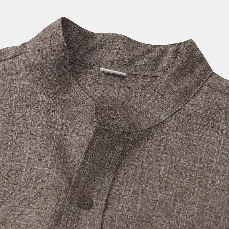 Stand Collar Solid Color Shirt
