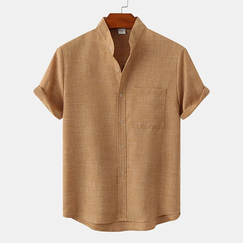 Stand Collar Solid Color Shirt