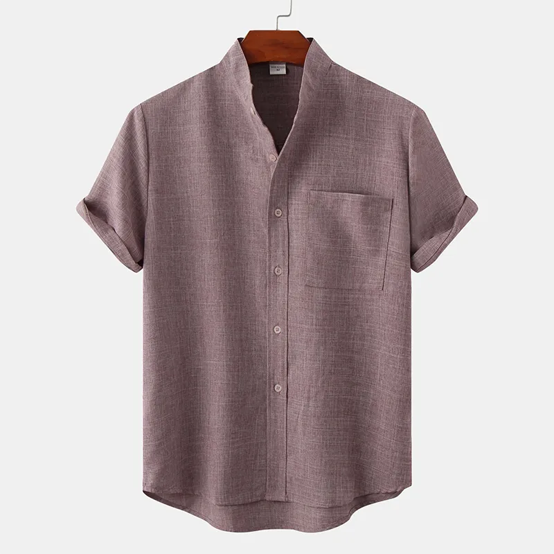 Stand Collar Solid Color Shirt