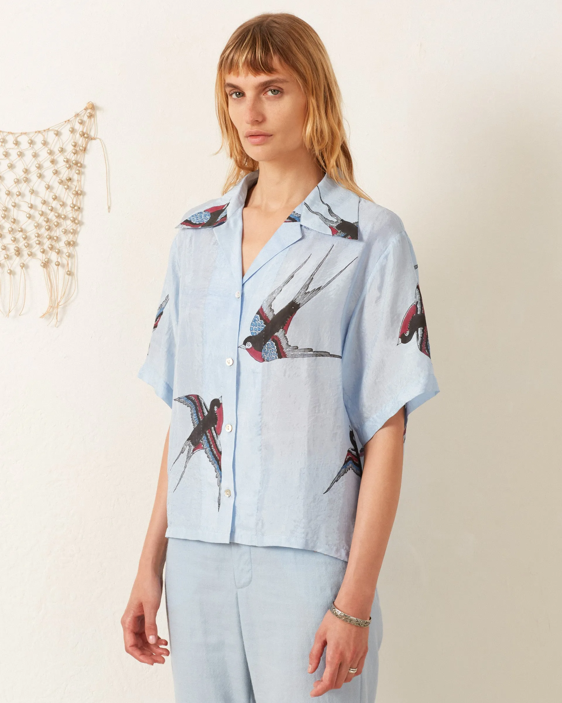 Stevie Swallow Silk Shirt