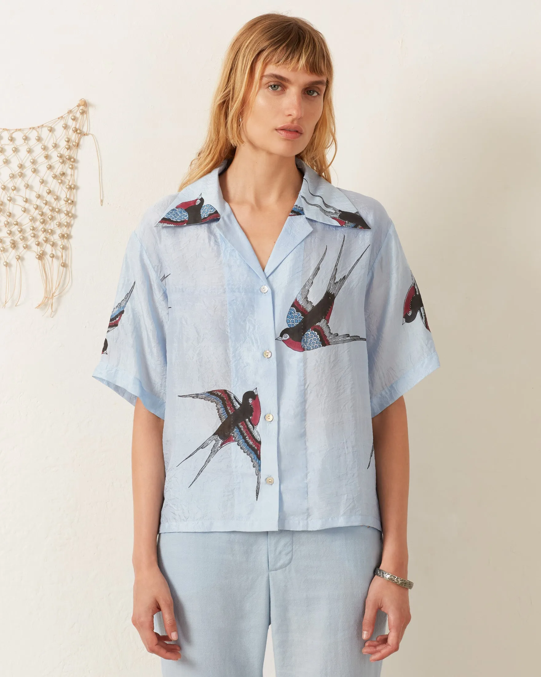 Stevie Swallow Silk Shirt