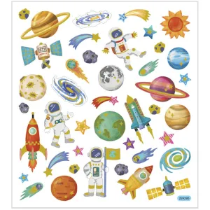 Stickers, sheet 15x16.5cm, 41 pc, space, 1 sheet