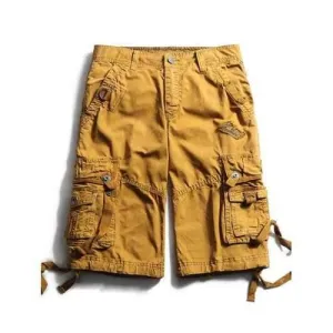 Straps Embellished Pockets Cargo Shorts - Earthy 38