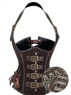 Stunning Halter Neck Corset - Lace-Up Detail and Buckle Accents - Perfect for Carnival or Fashion Wear