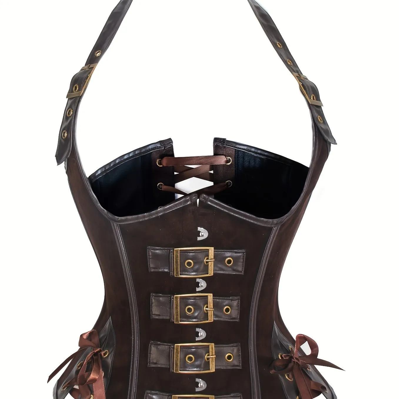 Stunning Halter Neck Corset - Lace-Up Detail and Buckle Accents - Perfect for Carnival or Fashion Wear