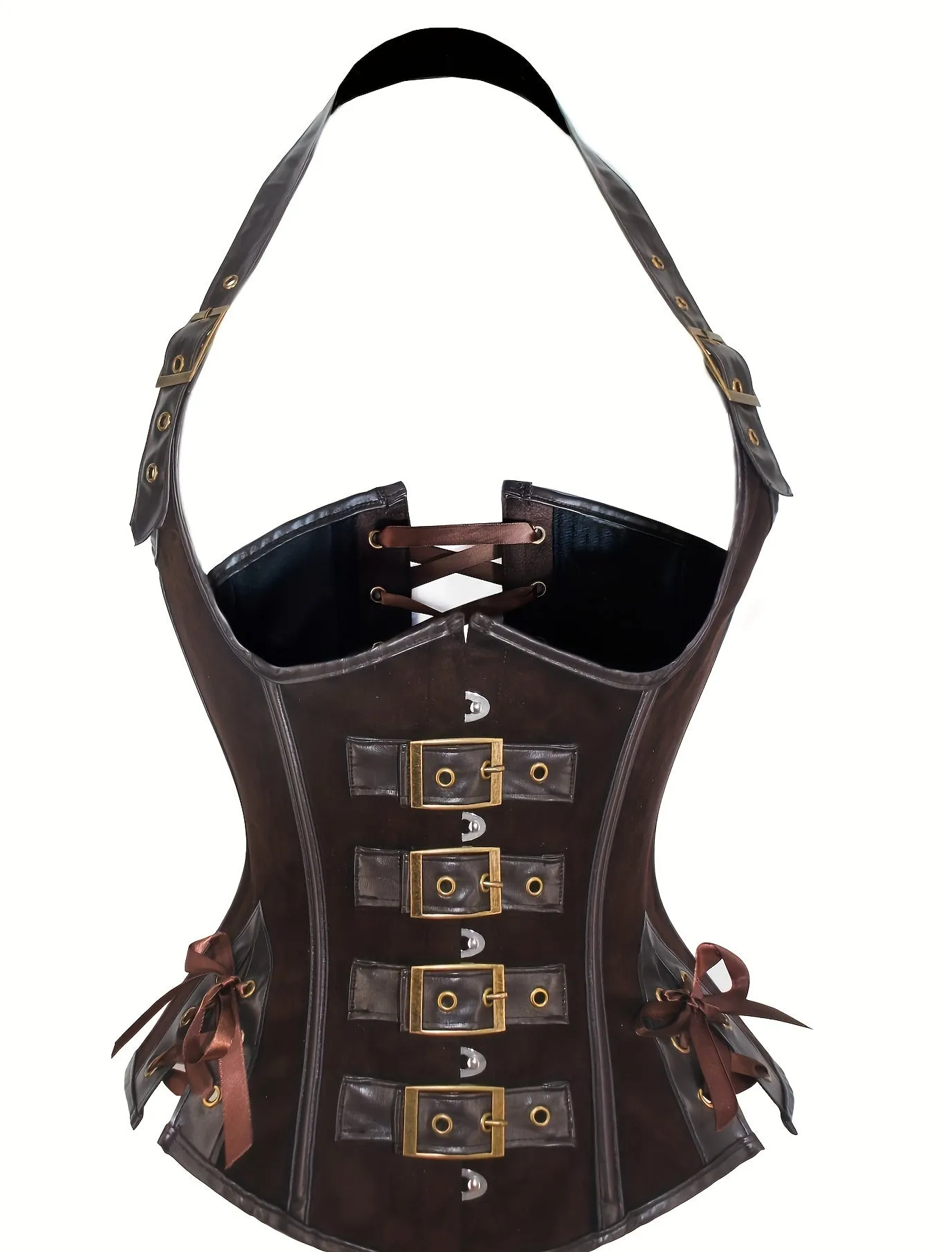 Stunning Halter Neck Corset - Lace-Up Detail and Buckle Accents - Perfect for Carnival or Fashion Wear