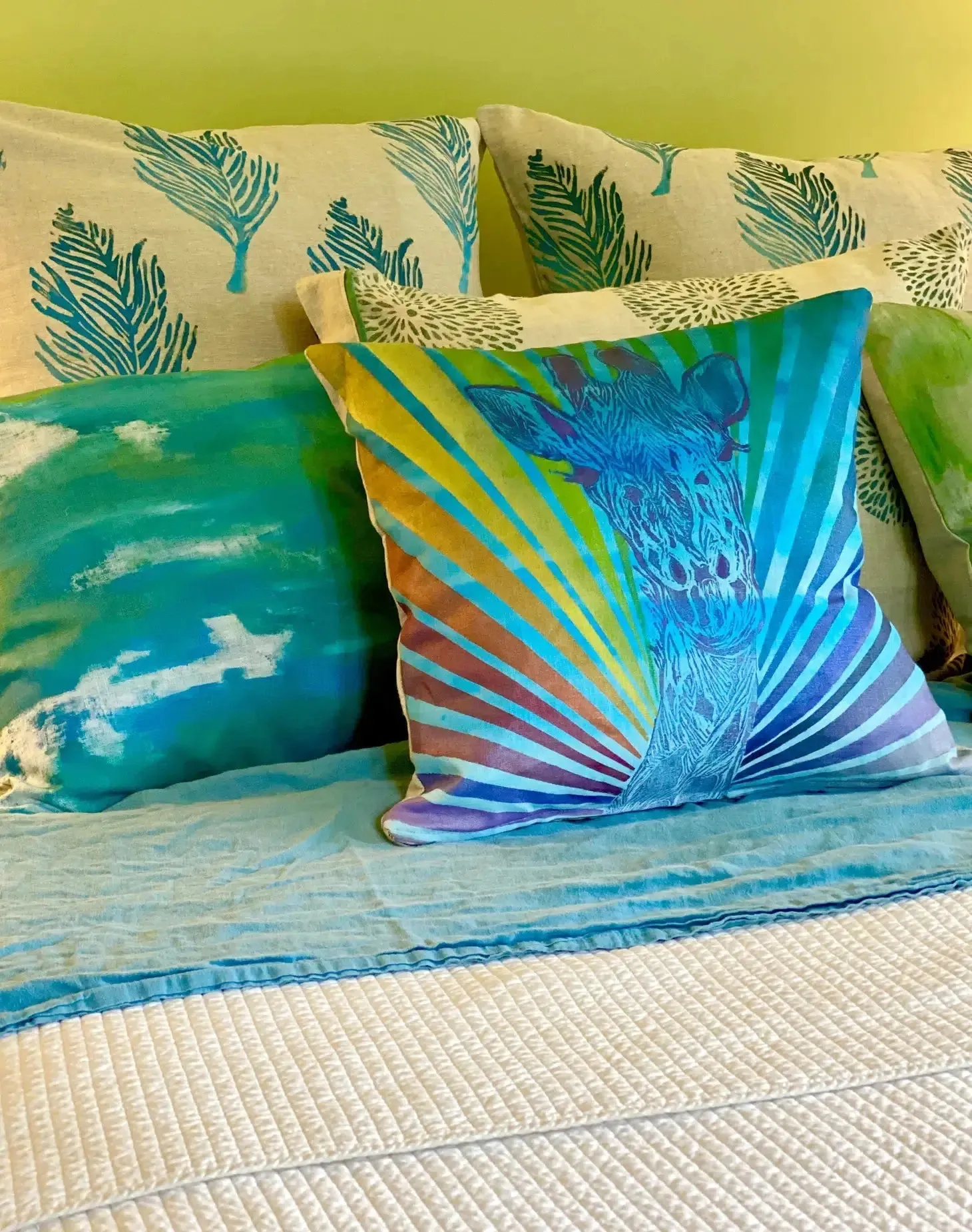 Superstar Giraffe Hand-Painted Pillow